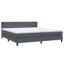 vidaXL sötétszürke bársony rugós ágy matraccal 180x210 cm