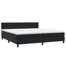 vidaXL fekete bársony rugós ágy matraccal 200x220 cm