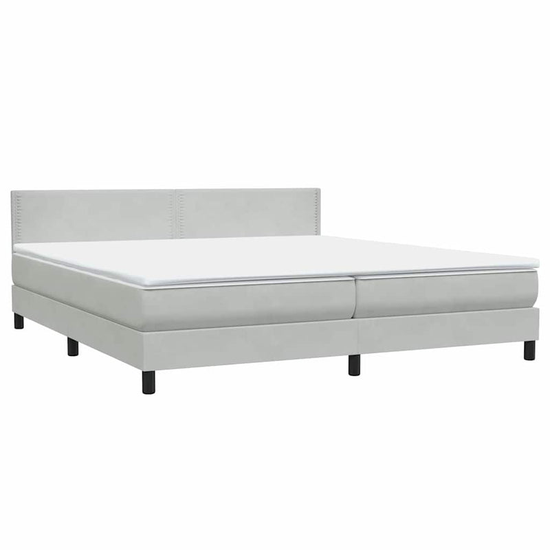vidaXL Box Spring ágy matraccal Világosszürke 180x220 cm bársony