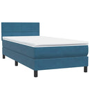 vidaXL sötétkék bársony rugós ágy matraccal 80x210 cm