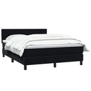 vidaXL fekete bársony rugós ágy matraccal 160x210 cm