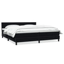 vidaXL fekete bársony rugós ágy matraccal 200x220 cm