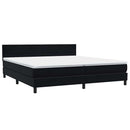 vidaXL fekete bársony rugós ágy matraccal 200x220 cm