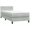 vidaXL világosszürke bársony rugós ágy matraccal 80x210 cm
