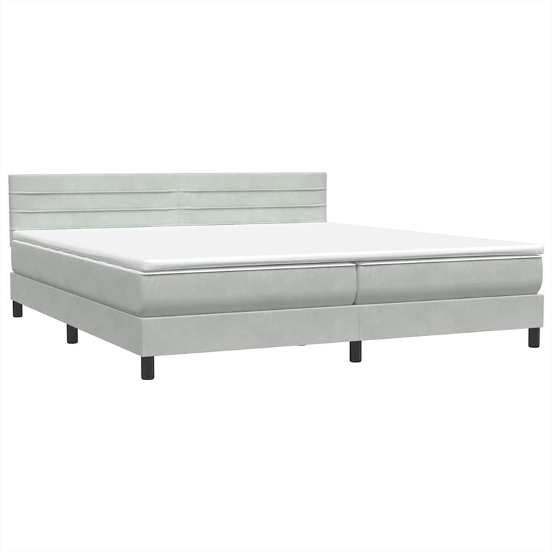 vidaXL Box Spring ágy matraccal Világosszürke 180x220 cm bársony