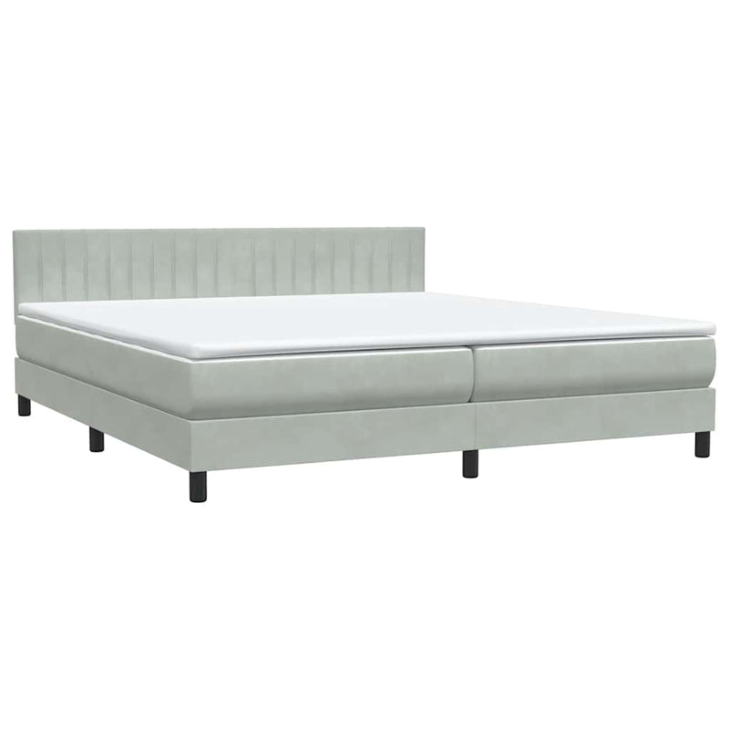 vidaXL Box Spring ágy matraccal Világosszürke 180x220 cm bársony