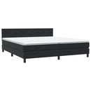 vidaXL fekete bársony rugós ágy matraccal 200x220 cm
