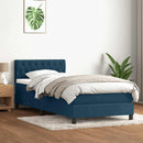 vidaXL sötétkék bársony rugós ágy matraccal 80x210 cm