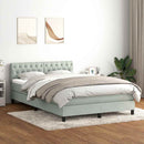 vidaXL világosszürke bársony rugós ágy matraccal 160x210 cm