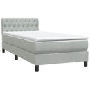 vidaXL világosszürke bársony rugós ágy matraccal 90x220 cm