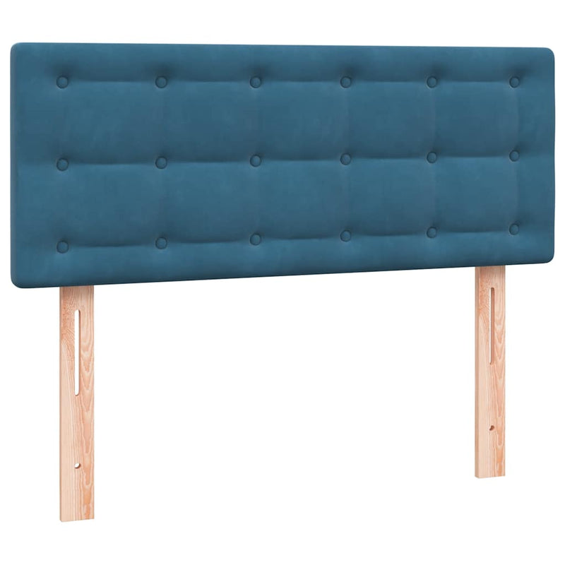 vidaXL sötétkék bársony rugós ágy matraccal 120x220 cm