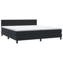 vidaXL fekete bársony rugós ágy matraccal 200x220 cm