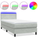 vidaXL világosszürke bársony rugós és LED-es ágy matraccal 80x210 cm