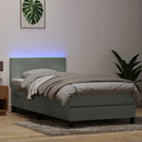 vidaXL világosszürke bársony rugós és LED-es ágy matraccal 80x210 cm