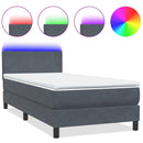 vidaXL sötétszürke bársony rugós és LED-es ágy matraccal 80x210 cm