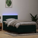 vidaXL sötétzöld bársony rugós és LED-es ágy matraccal 80x220 cm
