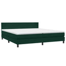 vidaXL sötétzöld bársony rugós és LED-es ágy matraccal 180x220 cm