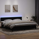 vidaXL fekete bársony rugós és LED-es ágy matraccal 200x220 cm