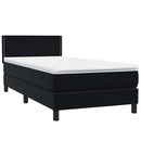 vidaXL fekete bársony rugós és LED-es ágy matraccal 80x220 cm