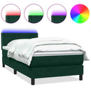 vidaXL sötétzöld bársony rugós és LED-es ágy matraccal 80x220 cm