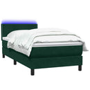 vidaXL sötétzöld bársony rugós és LED-es ágy matraccal 80x220 cm