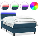 vidaXL sötétkék bársony rugós és LED-es ágy matraccal 80x210 cm
