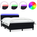 vidaXL fekete bársony rugós és LED-es ágy matraccal 160x210 cm