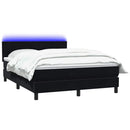 vidaXL fekete bársony rugós és LED-es ágy matraccal 160x210 cm