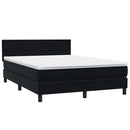 vidaXL fekete bársony rugós és LED-es ágy matraccal 160x210 cm