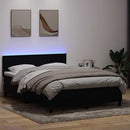 vidaXL fekete bársony rugós és LED-es ágy matraccal 160x210 cm