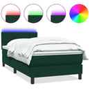 vidaXL sötétzöld bársony rugós és LED-es ágy matraccal 80x220 cm