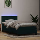vidaXL sötétzöld bársony rugós és LED-es ágy matraccal 80x220 cm