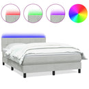 vidaXL világosszürke bársony rugós és LED-es ágy matraccal 160x220 cm