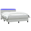 vidaXL világosszürke bársony rugós és LED-es ágy matraccal 160x220 cm