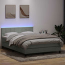 vidaXL világosszürke bársony rugós és LED-es ágy matraccal 160x220 cm
