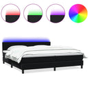 vidaXL fekete bársony rugós és LED-es ágy matraccal 200x220 cm