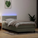 vidaXL világosszürke bársony rugós és LED-es ágy matraccal 80x210 cm