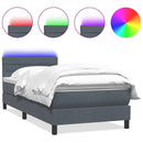 vidaXL sötétszürke bársony rugós és LED-es ágy matraccal 80x210 cm