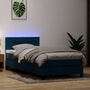 vidaXL sötétkék bársony rugós és LED-es ágy matraccal 80x210 cm