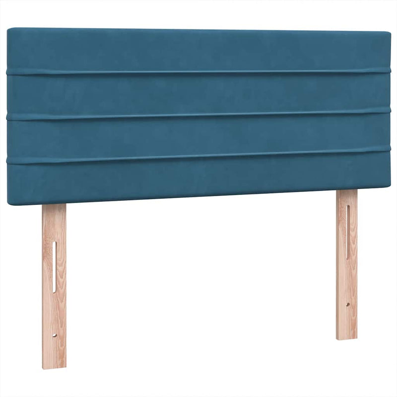 vidaXL sötétkék bársony rugós és LED-es ágy matraccal 120x210 cm