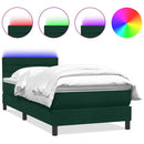 vidaXL sötétzöld bársony rugós és LED-es ágy matraccal 80x220 cm