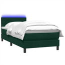 vidaXL sötétzöld bársony rugós és LED-es ágy matraccal 80x220 cm