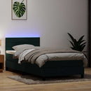 vidaXL sötétzöld bársony rugós és LED-es ágy matraccal 80x220 cm