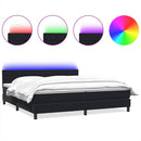 vidaXL fekete bársony rugós és LED-es ágy matraccal 200x220 cm