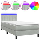 vidaXL világosszürke bársony rugós és LED-es ágy matraccal 80x210 cm