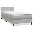vidaXL világosszürke bársony rugós és LED-es ágy matraccal 80x210 cm