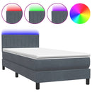 vidaXL sötétszürke bársony rugós és LED-es ágy matraccal 80x210 cm