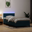 vidaXL sötétkék bársony rugós és LED-es ágy matraccal 80x210 cm