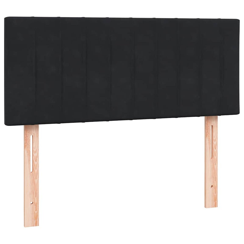 vidaXL fekete bársony rugós és LED-es ágy matraccal 120x210 cm