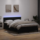 vidaXL fekete bársony rugós és LED-es ágy matraccal 160x210 cm